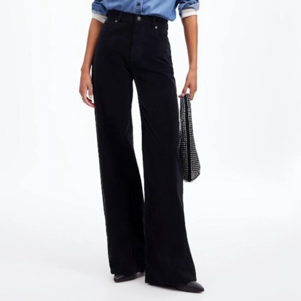 Madewell Superwide-Leg‎ Pants in Black Corduroy Women's Size 23 NWT Contemporary
